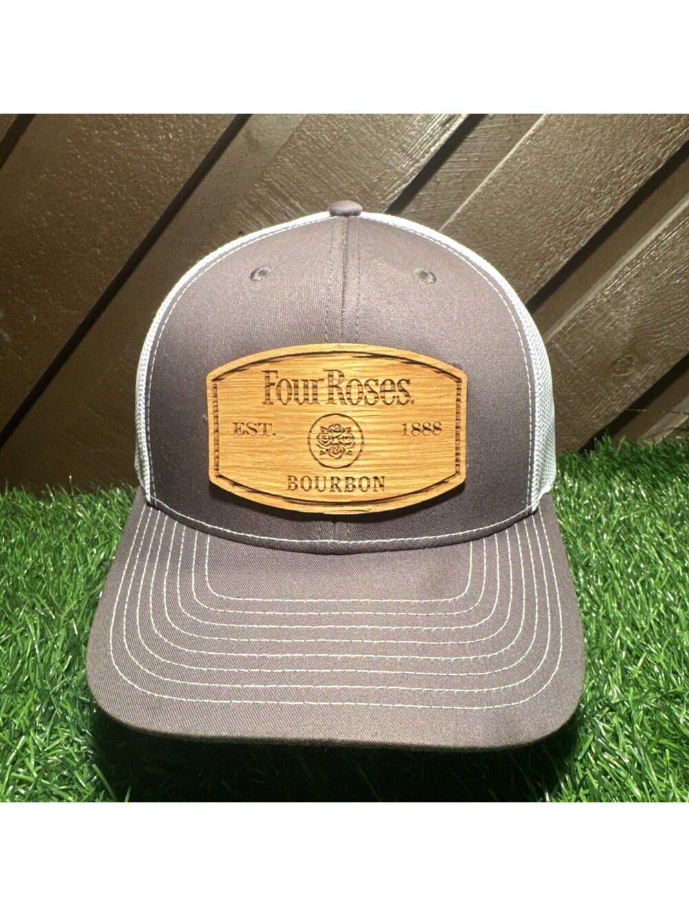 Richardson 112 Four Roses Bourbon Hat Charcoal White Mesh Trucker Snapback Cap